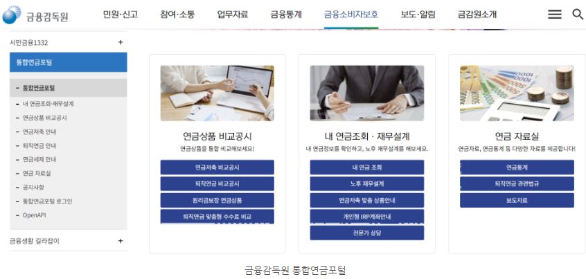 퇴직연금 투자자들의 평균적인 투자 성과를 매 분기 공시하는 금융감독원의 '통합연금포털'.